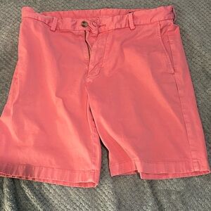 Vineyard Vibes by Shep & Ian Mens Chino Shorts Size 34 Pink/Salmon Flat Front